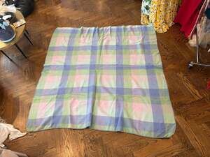 L.L.Bean Washable 100% Virgin Wool Queen Blanket Pastel Plaid 72”x70”
